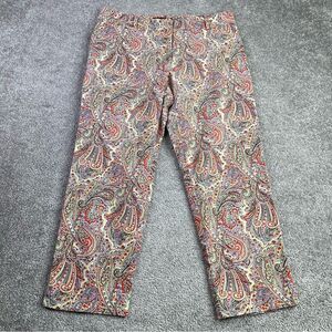 Talbots Signature Paisley Cropped Pants Size 6 Red Blue Print Capri